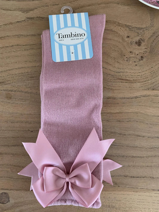 Bow Sock Dusky Pink