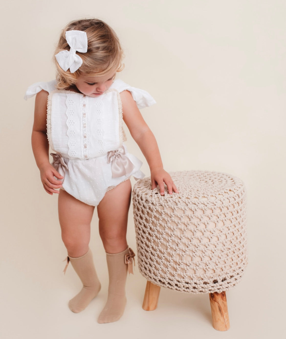 Handmade baby romper white 